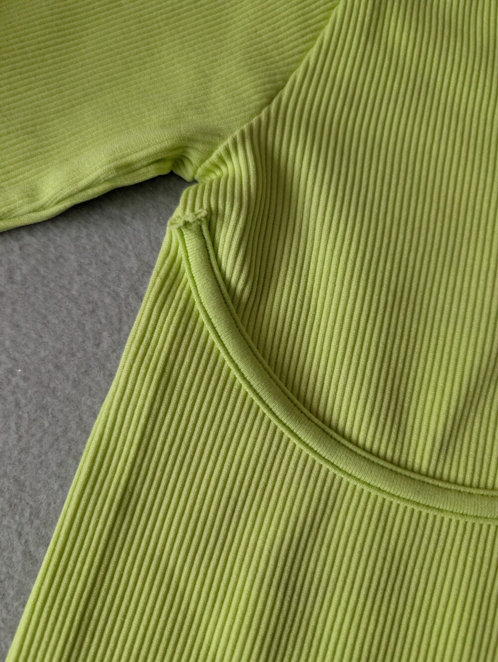 Bustier Style Long Sleeve Ribbed Top Lime Neon Green XL/XXL Activewear Soft Girl image 8